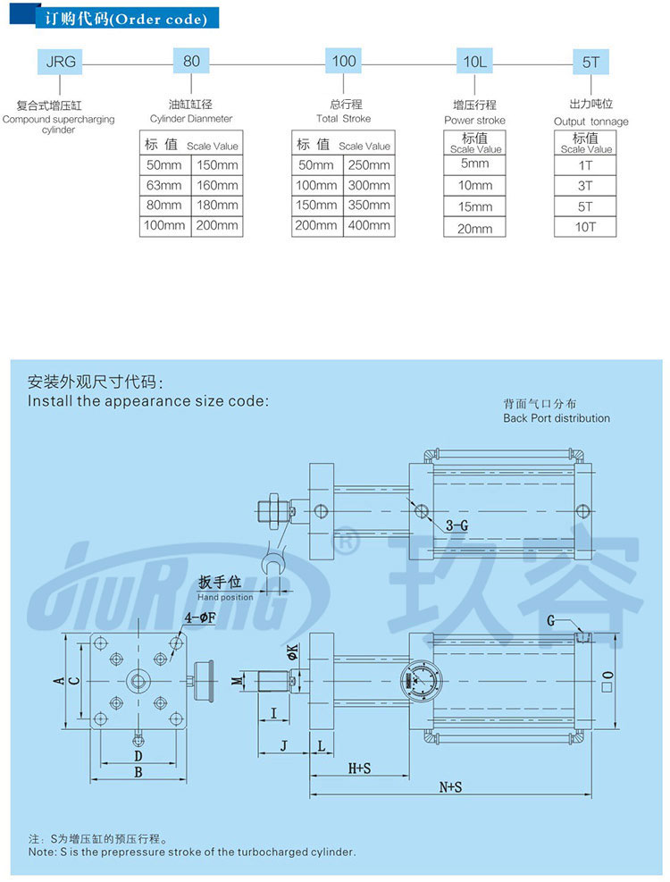 迷你型氣液增壓缸產(chǎn)品訂購(gòu)及尺寸代碼