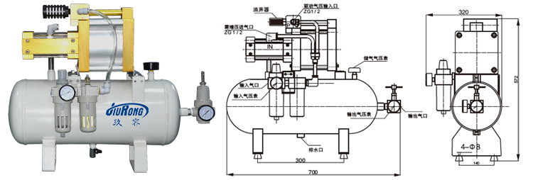 5倍氣體增壓閥JRN-C-L5-E型外形尺寸